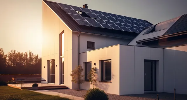 Haus mit Solaranlage auf dem Dach